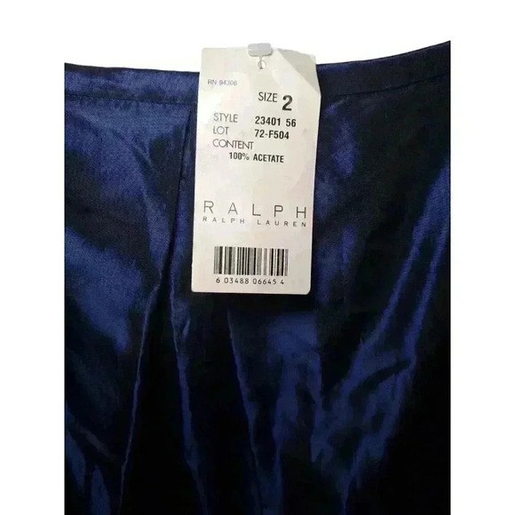 Ralph Lauren Women's Midnight Blue Satin Skirt Vintage Size 2 - New with Tags! - Picture 7 of 16
